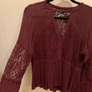 American Eagle Lace Long Sleeve Top